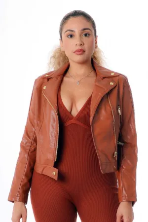 Faux Leather Biker Bomber Jacket