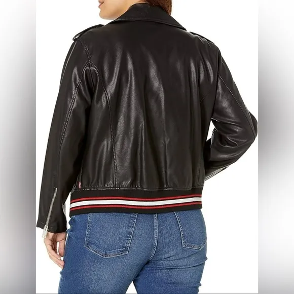 Faux leather bomber jacket