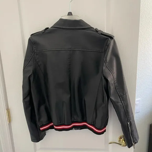 Faux leather bomber jacket