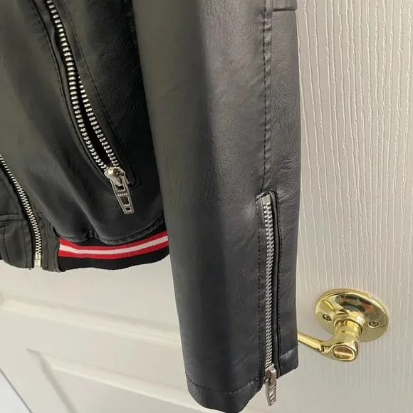 Faux leather bomber jacket