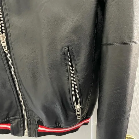 Faux leather bomber jacket