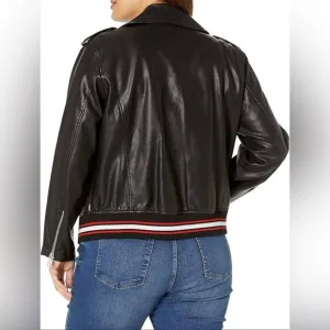 Faux leather bomber jacket
