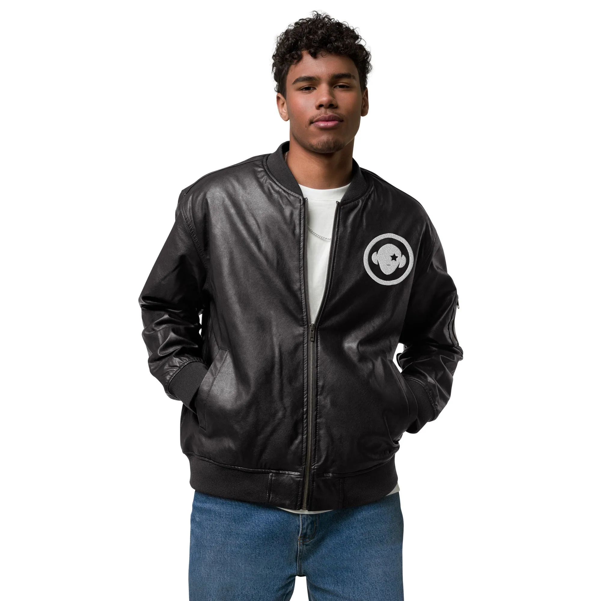 Faux Leather Bomber Jacket