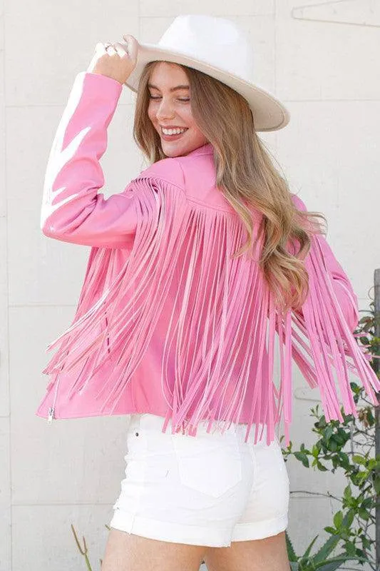 Faux Leather Moto Fringe Jacket – Bold, Stylish & Edgy Outerwear