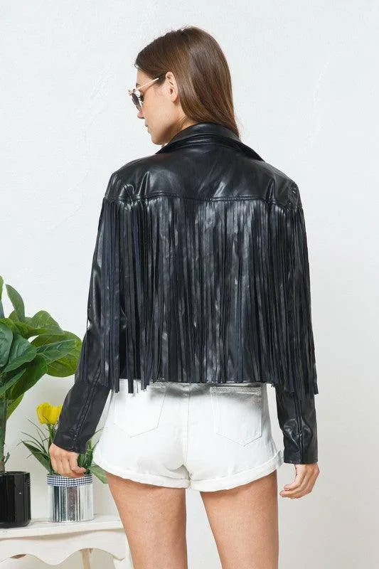 Faux Leather Moto Fringe Jacket – Bold, Stylish & Edgy Outerwear