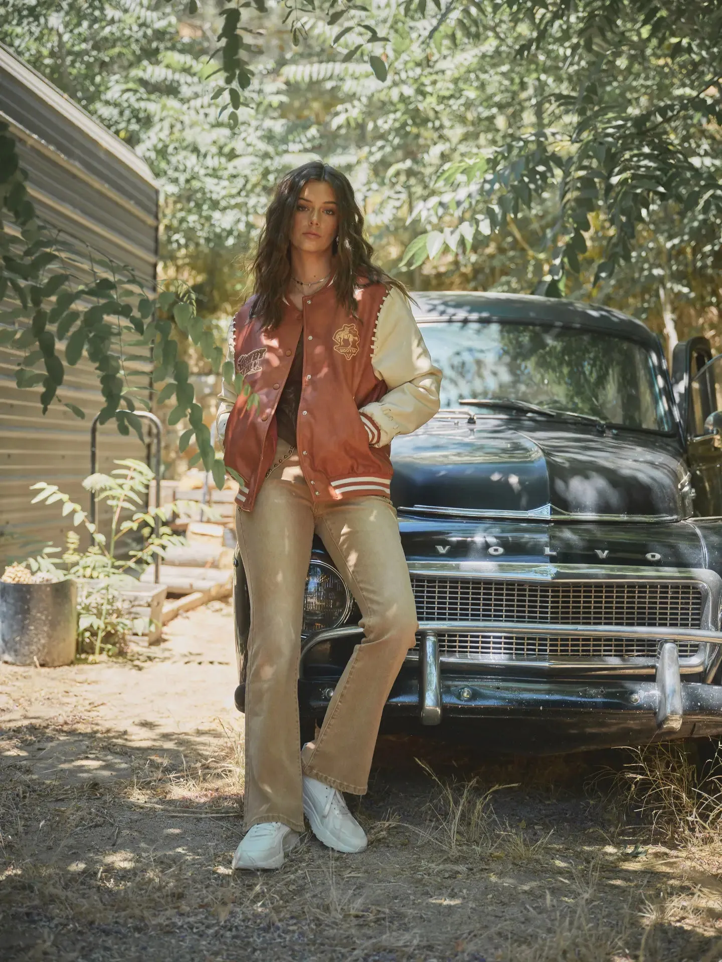 Faux Leather Western Embroidered Bomber Jacket