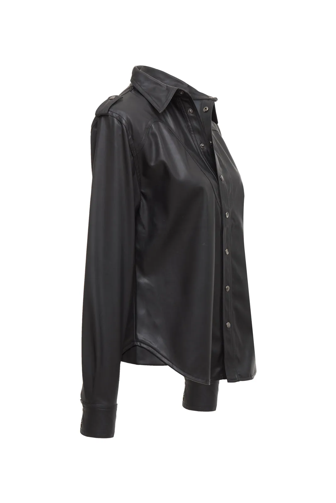 Faux Leather Western Shirt