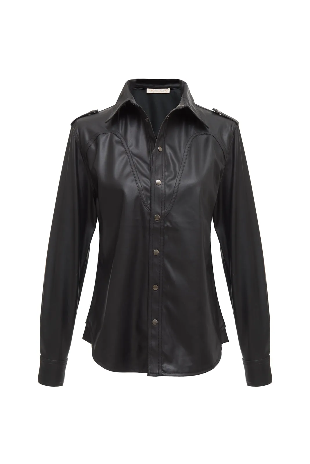 Faux Leather Western Shirt