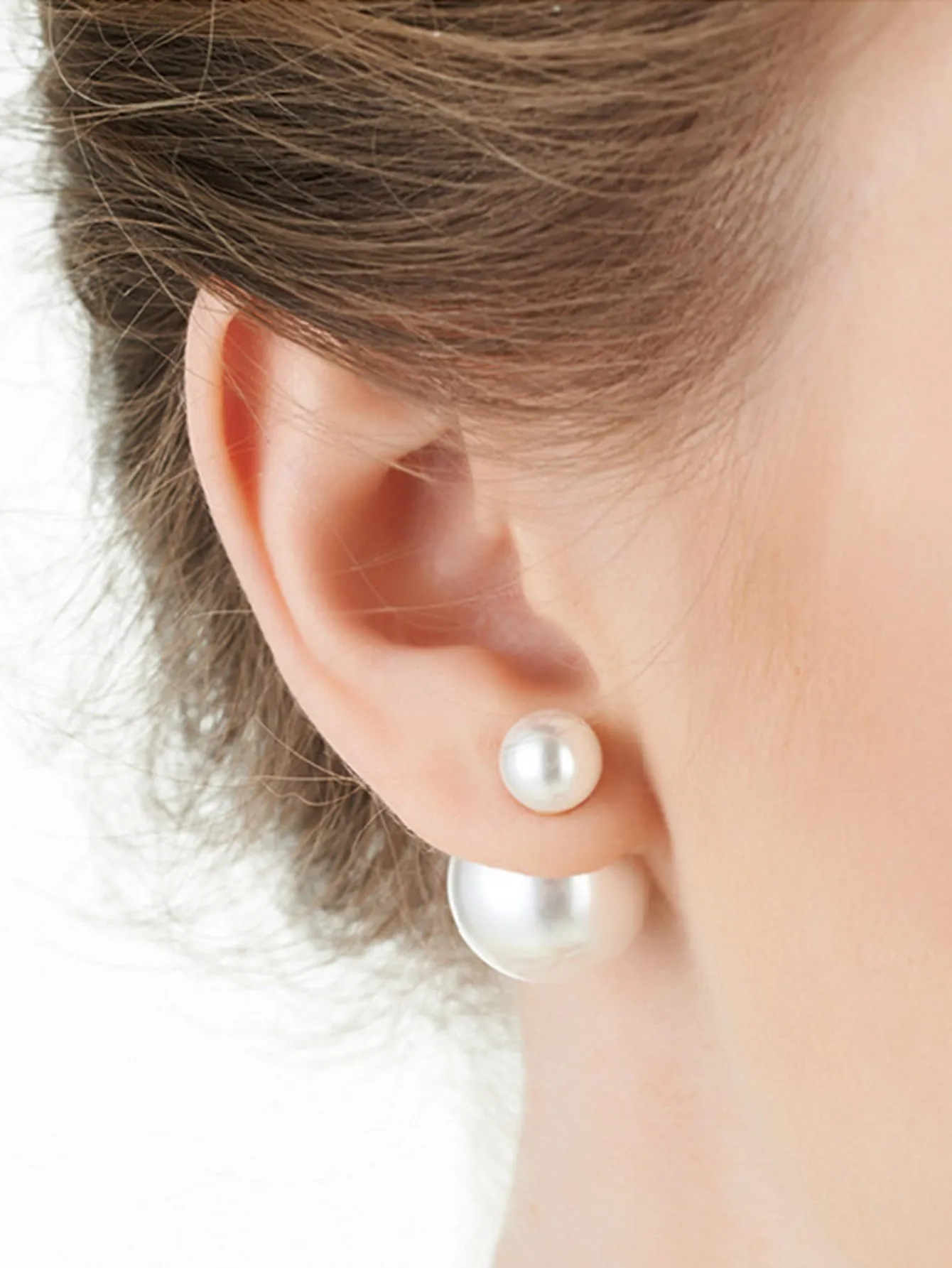 Faux Pearl Decor Earring Jackets - White