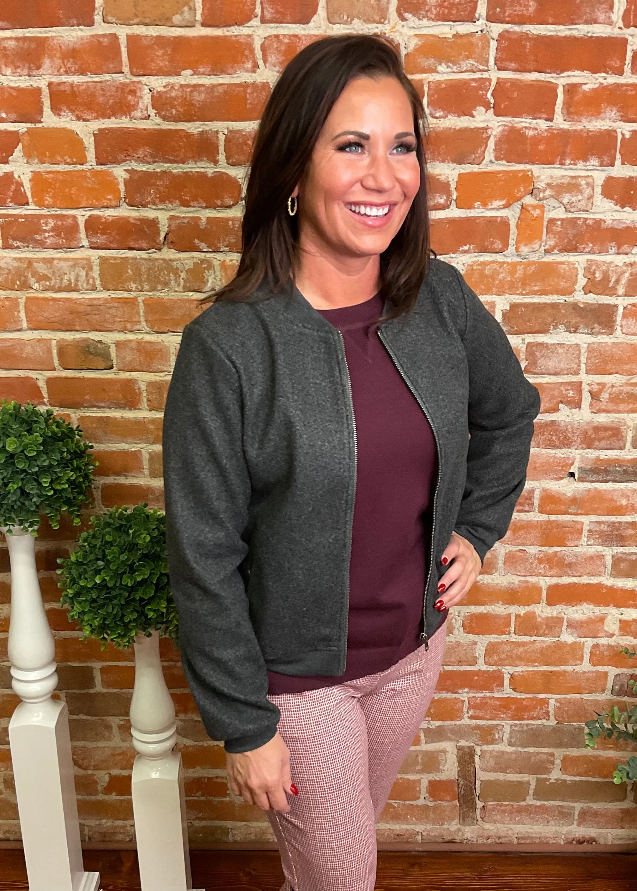 Faux Wool Bomber Jacket