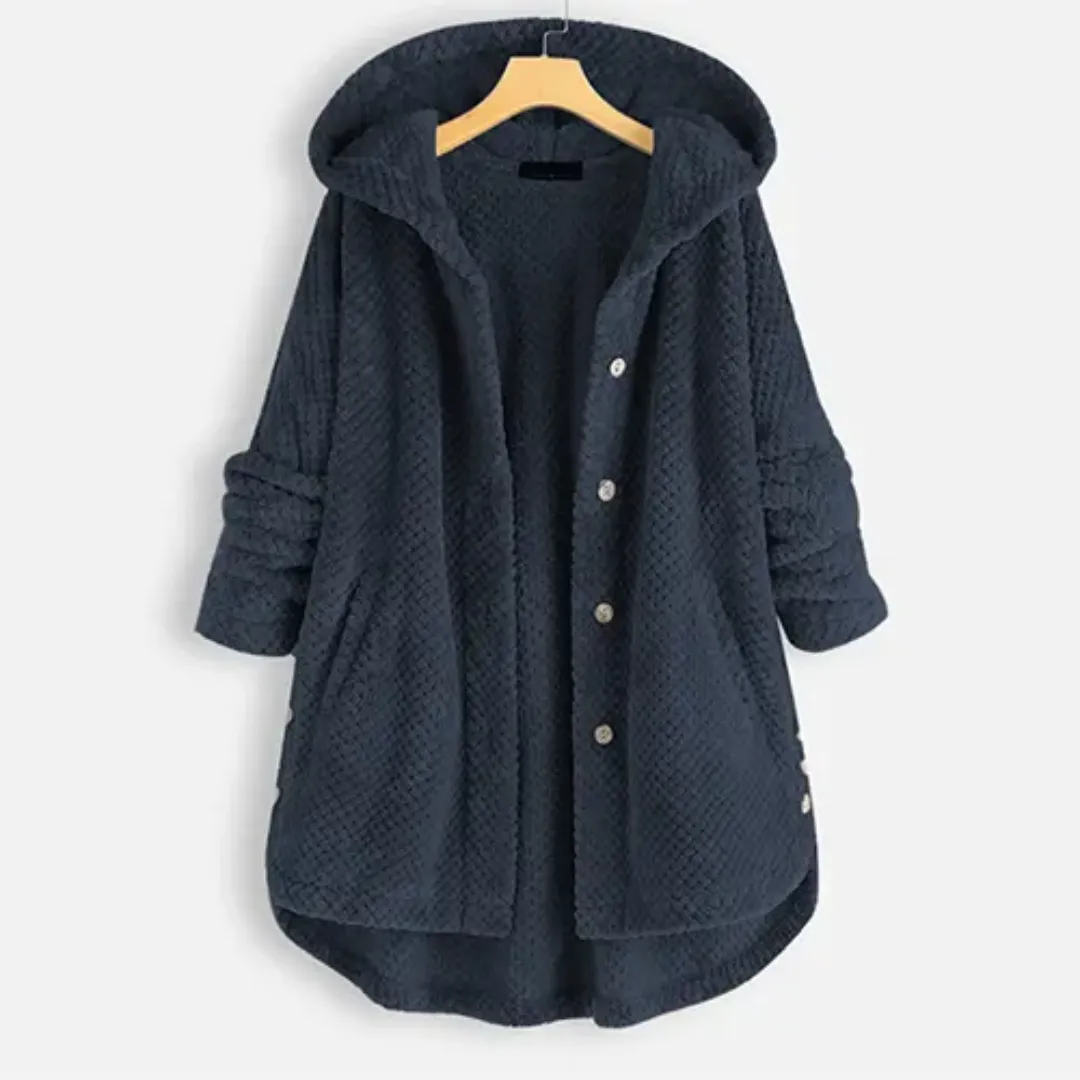 Fenzy | Women Warm Long Textured Jacket | Hooded