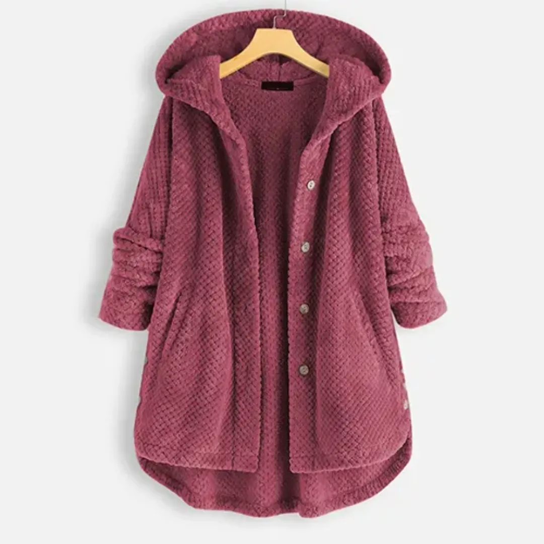 Fenzy | Women Warm Long Textured Jacket | Hooded