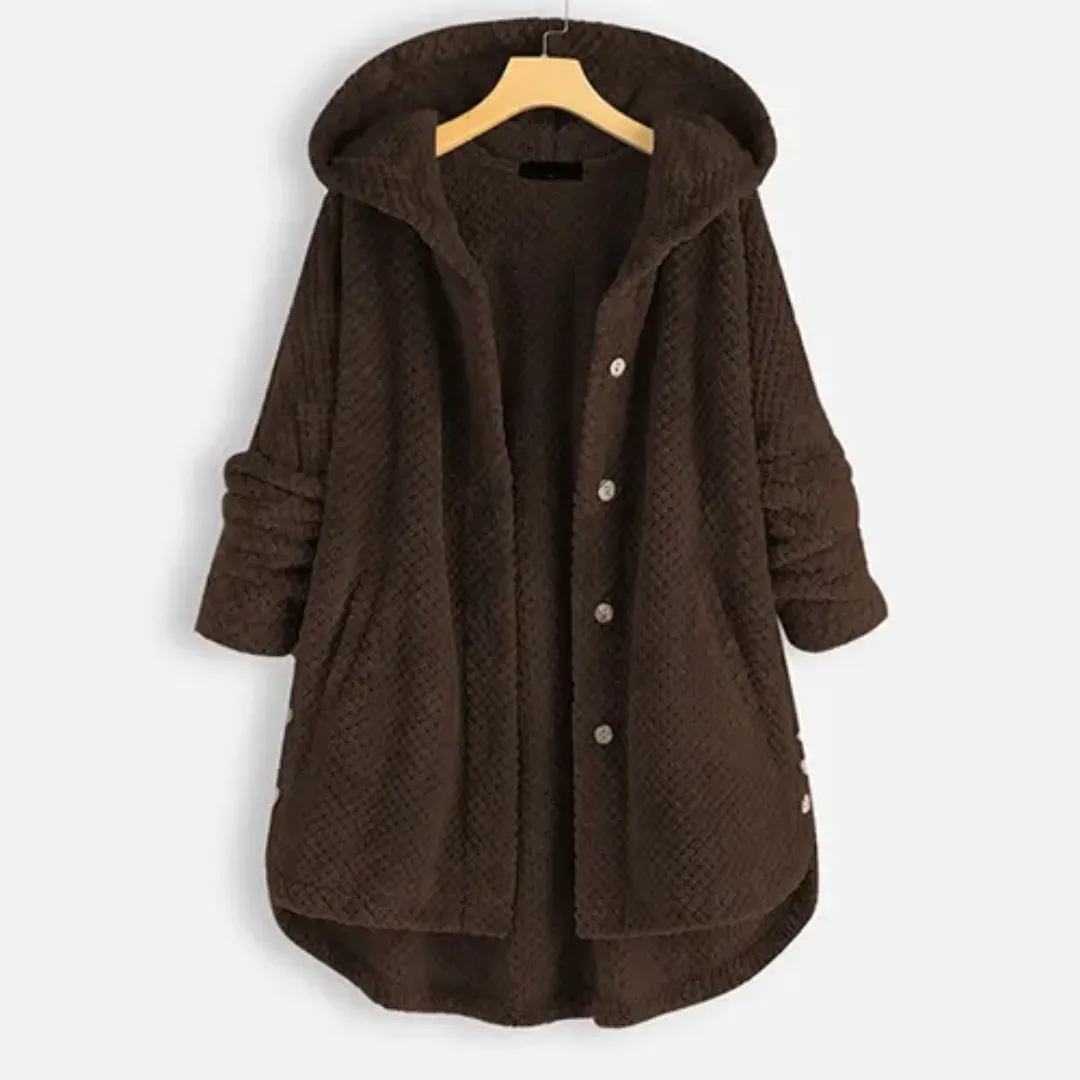 Fenzy | Women Warm Long Textured Jacket | Hooded