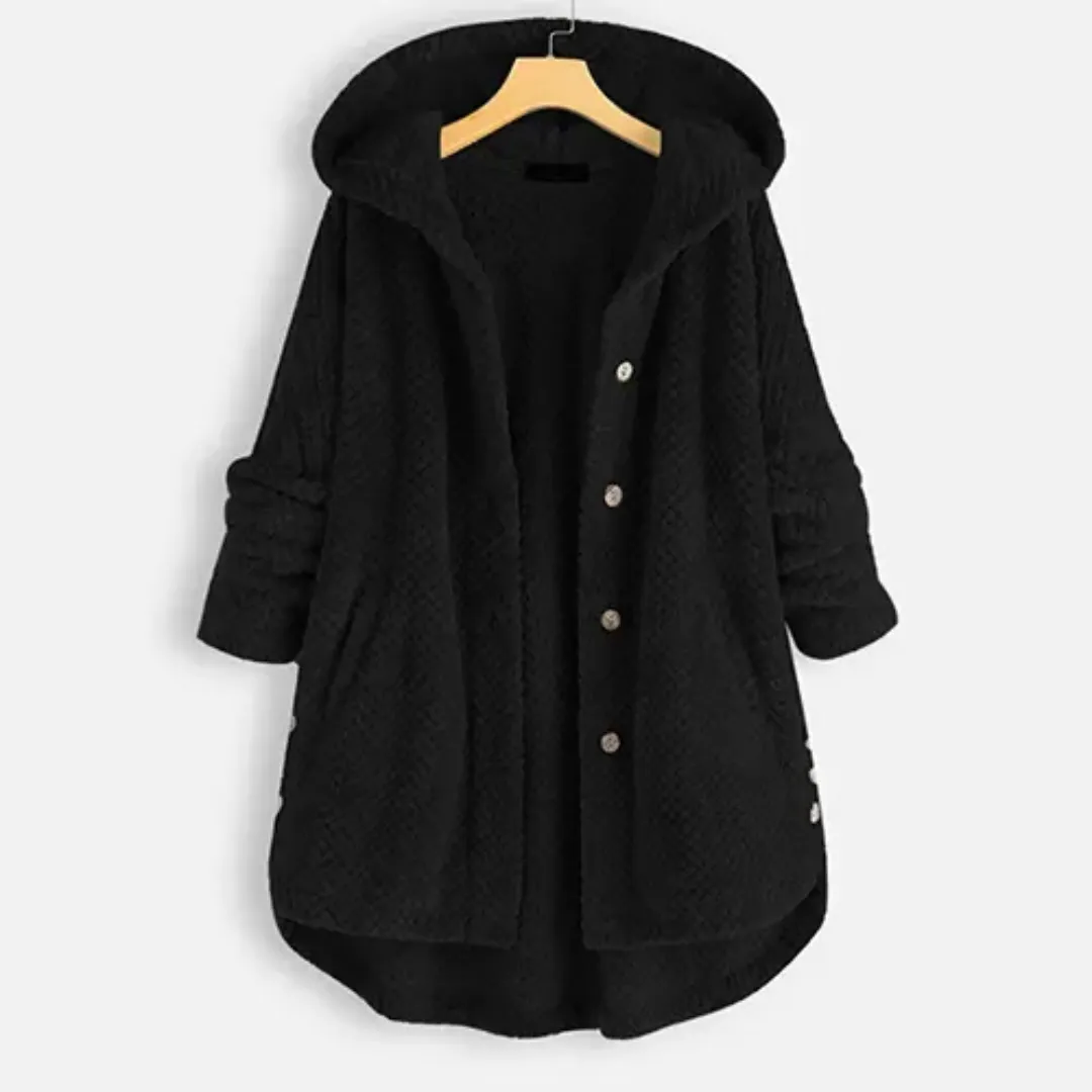 Fenzy | Women Warm Long Textured Jacket | Hooded