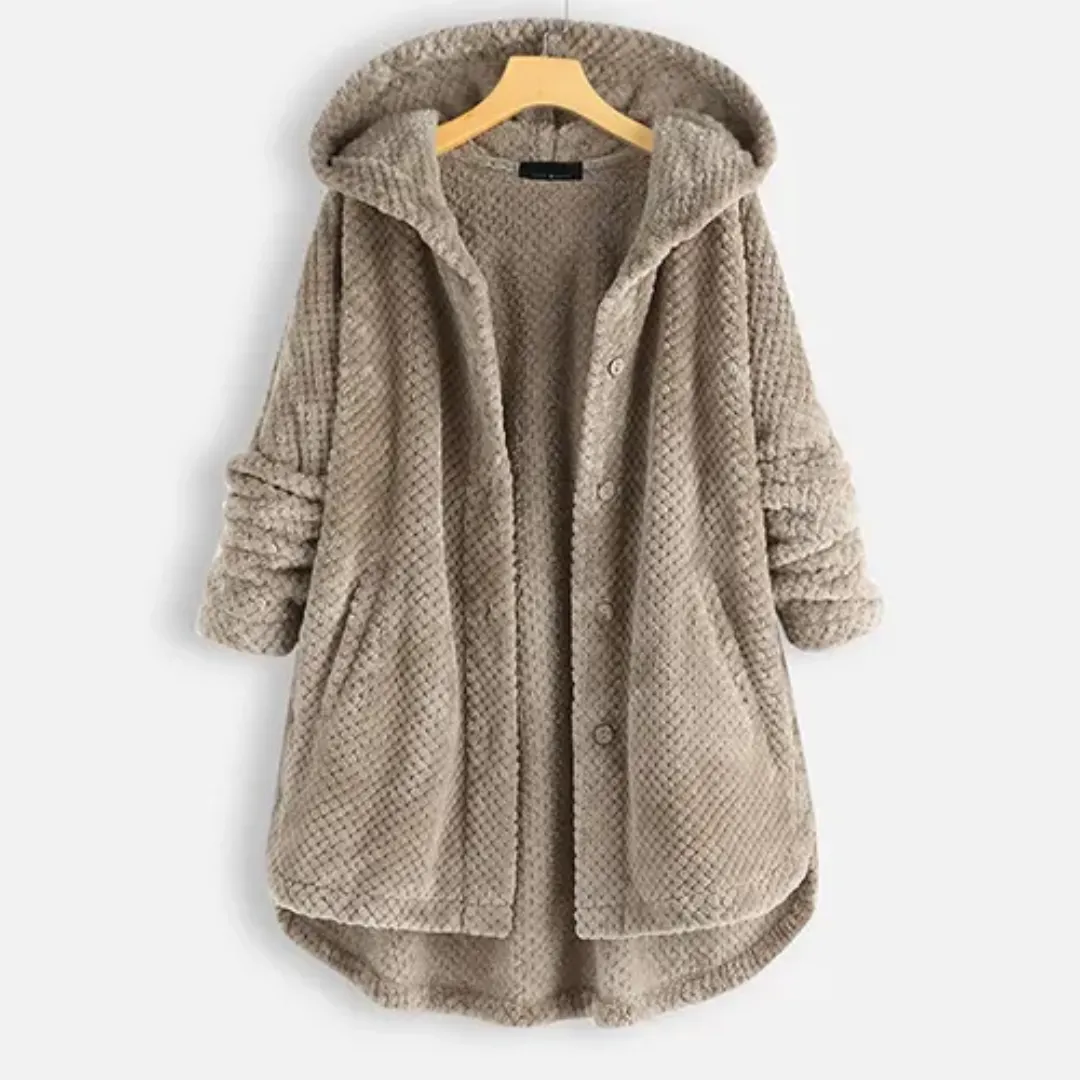 Fenzy | Women Warm Long Textured Jacket | Hooded