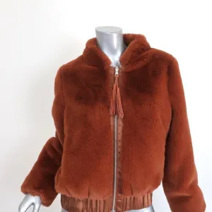 Flannel Faux Fur Bomber Jacket Brown Size 2
