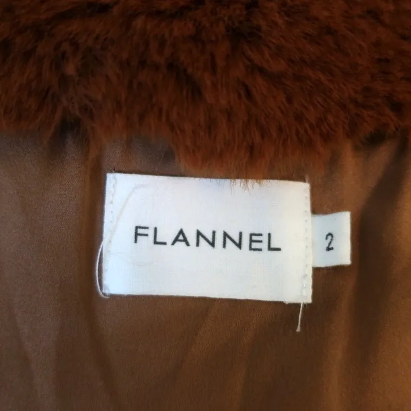 Flannel Faux Fur Bomber Jacket Brown Size 2