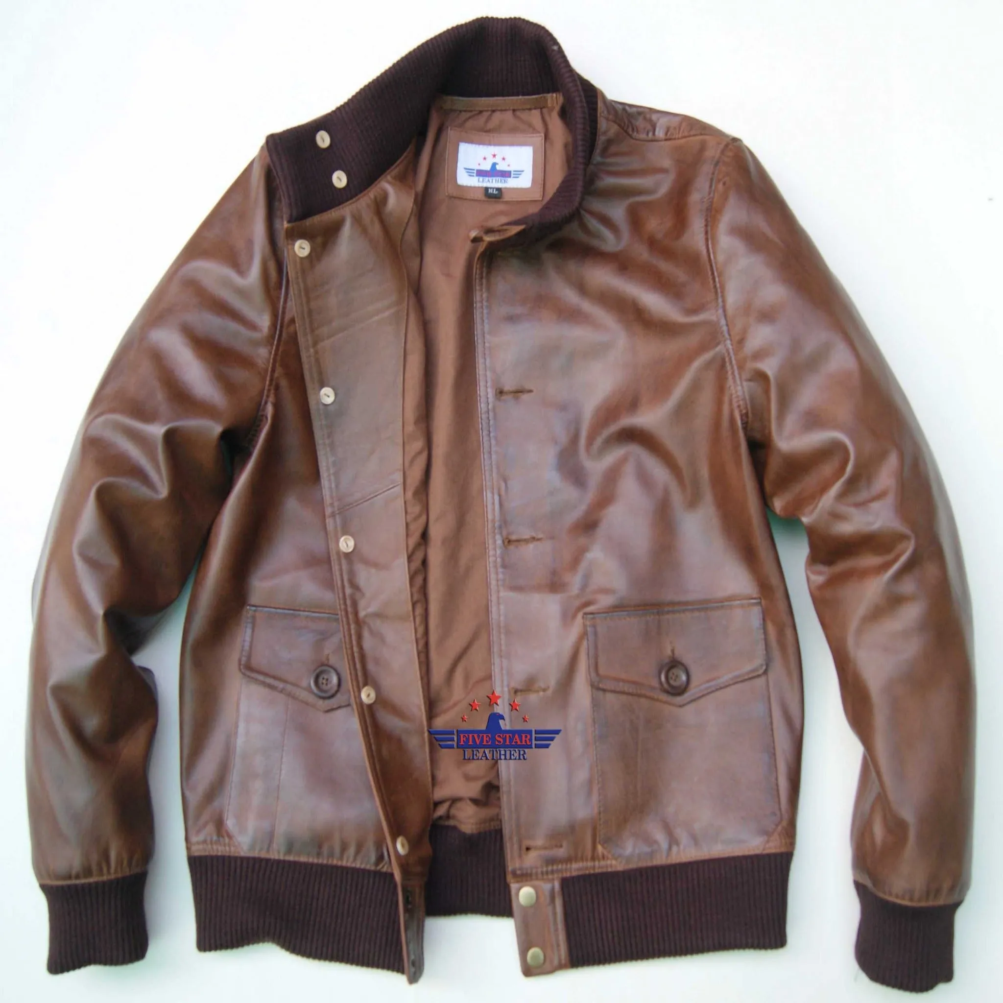 Flight A-1 Repro Military Aviation Captain Bomber Air Force Goat Leather Jacket
