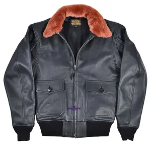 Flight G1 Bomber Naval Flying Men Jacket USN M422-A Goatskin Leather Black