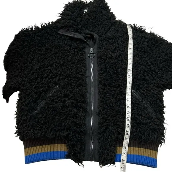 FREE PEOPLE Black HIGH IN THE SKY Bomber Jacket Top US SZ Medium Faux Furry Coat