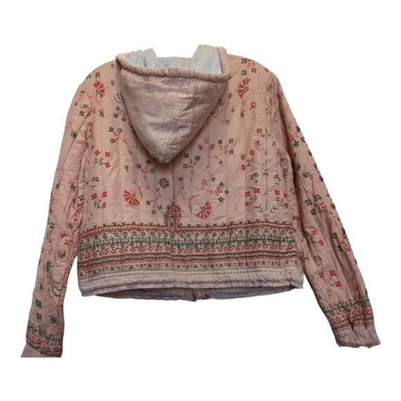 Free People Play My Song Quilted Studded Bomber Unique Jacket Cotton Candy XS