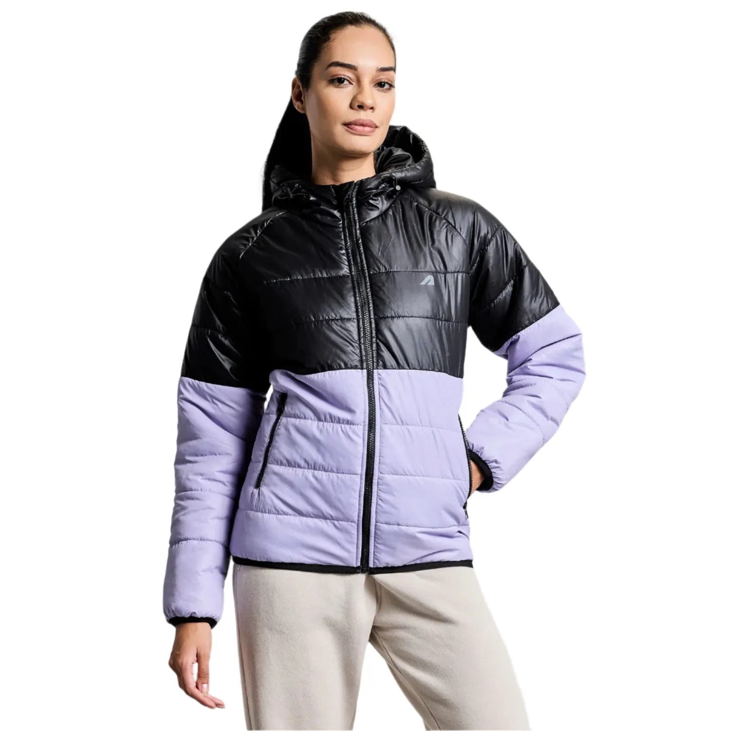 Frost Womens Puffer Jacket - Black/Purple