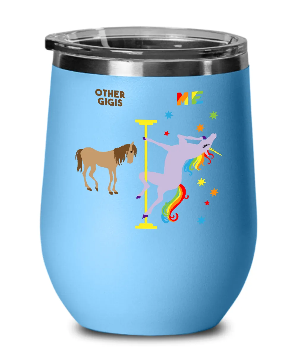 Gift For Gigi Rainbow Unicorn Insulated Wine Tumbler 12oz Travel Cup