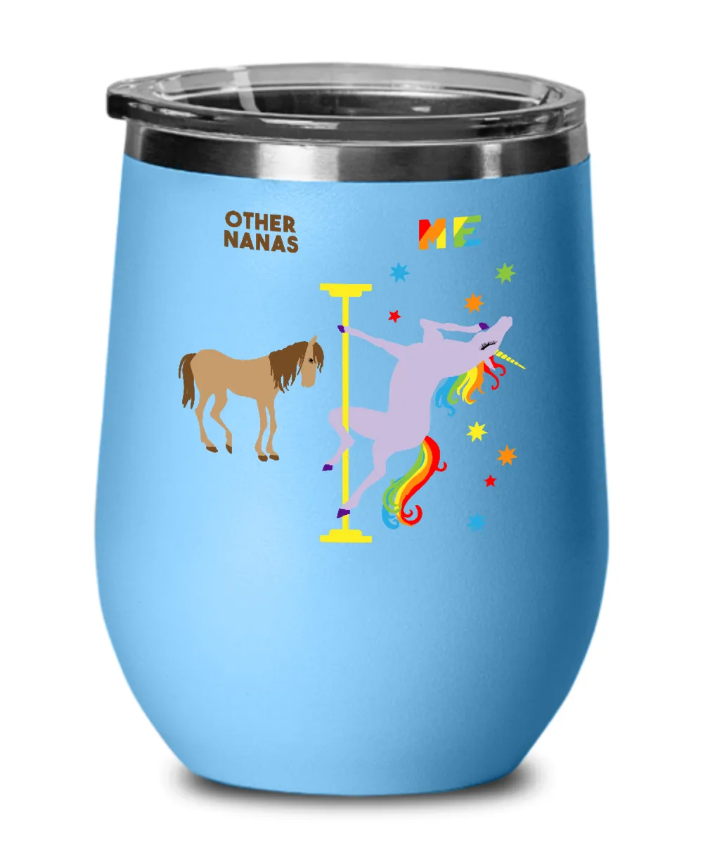Gift For Nana Rainbow Unicorn Insulated Wine Tumbler 12oz Travel Cup