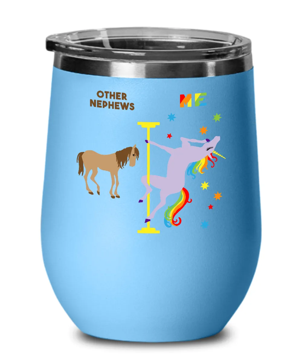 Gift For Nephew Rainbow Unicorn Insulated Wine Tumbler 12oz Travel Cup