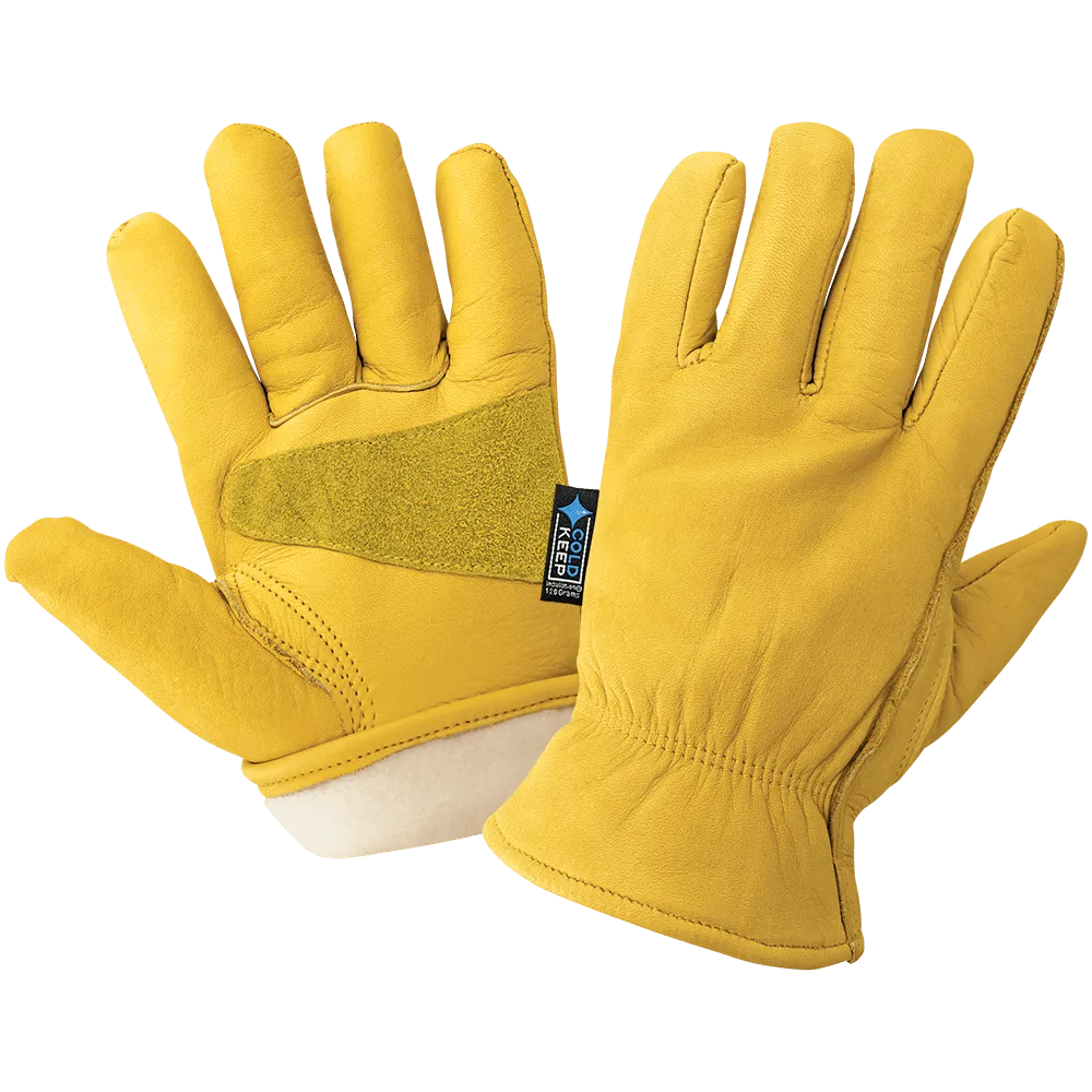 Global Glove & Safety 3100CTH Premium Insulated Water Resistant Grain Cowhide Leather Gloves, Reinforced Palm