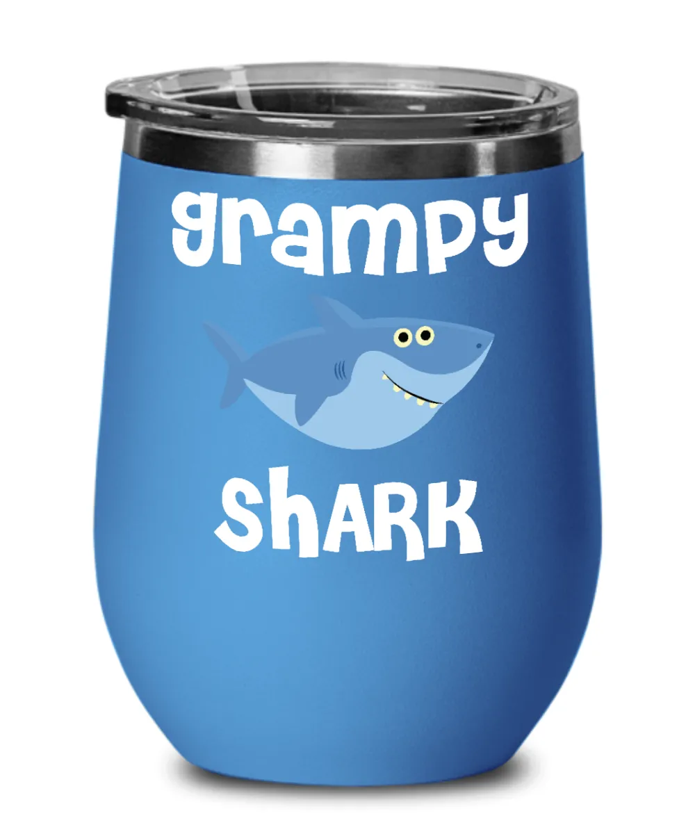 Grampy Shark Mug Grampie Gifts Do Do Do Gifts Stemless Insulated Wine Tumbler