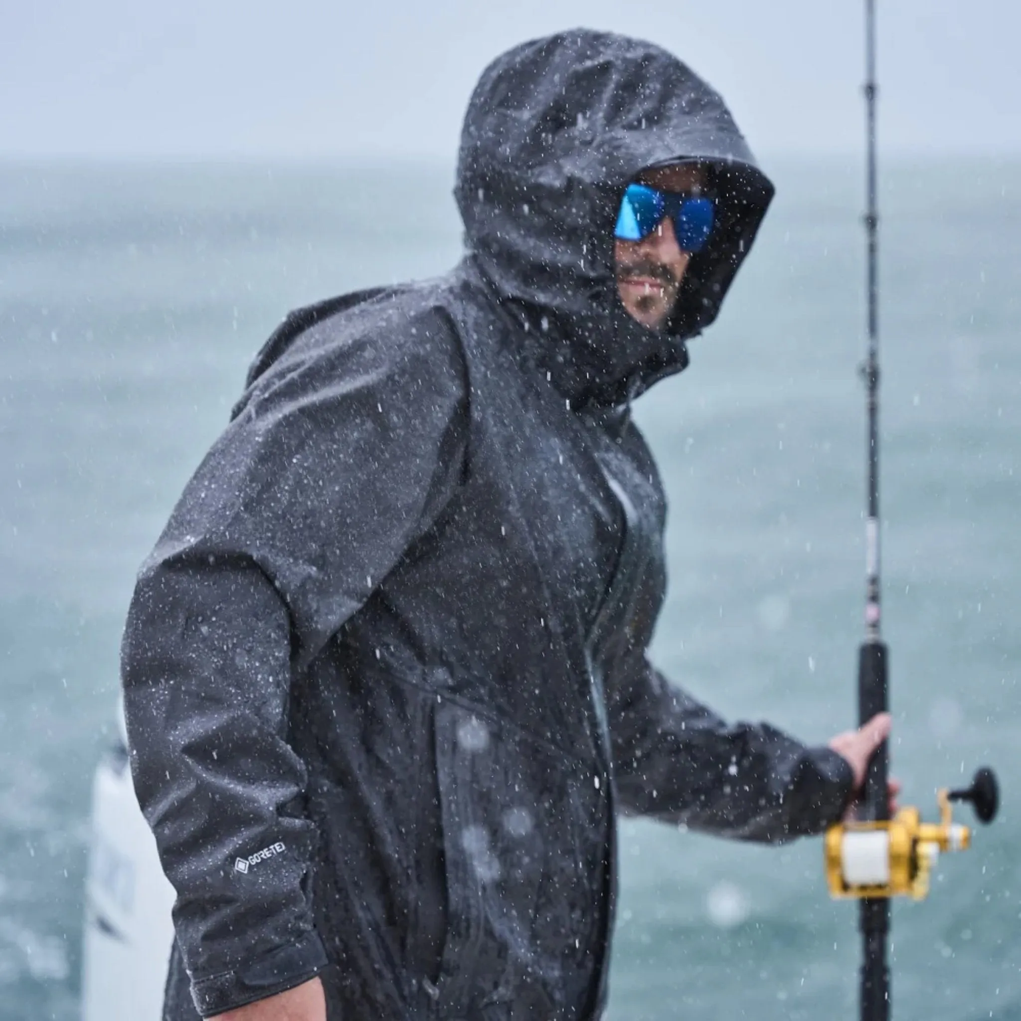 Grundens Men's Charter Gore Tex Rain Jacket - Anchor