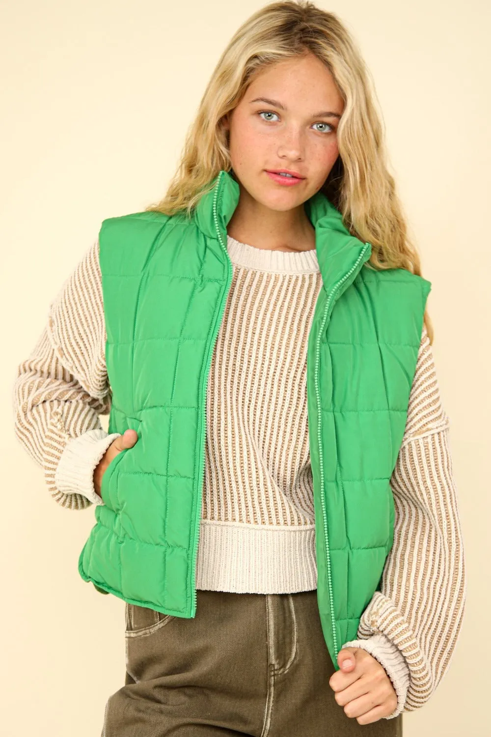Hazel Blues® |  VERY J Zip Up Puffer Padded Warm Vest