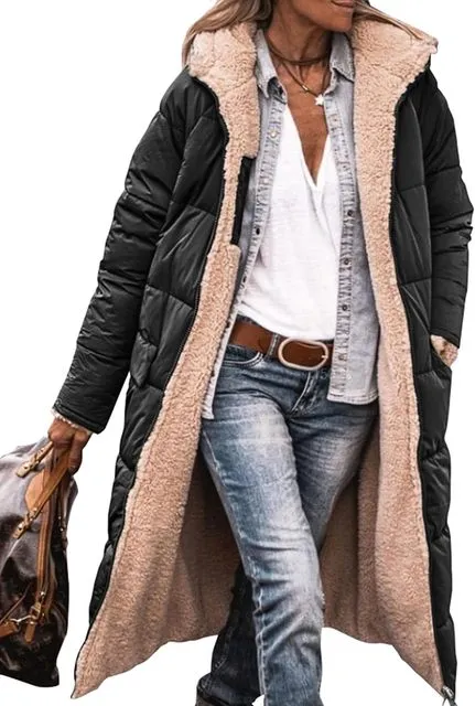 Hazel Fleece & Lässiger Kapuzenmantel – Blau