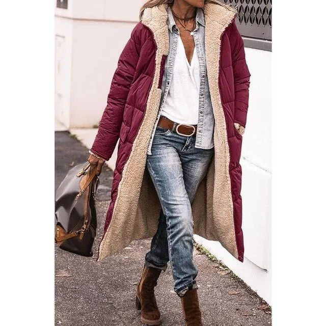 Hazel Fleece & Lässiger Kapuzenmantel – Blau
