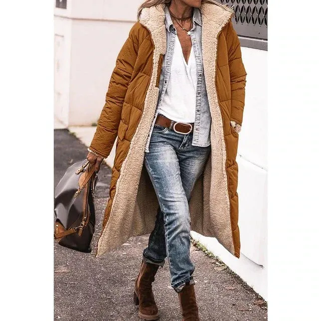 Hazel Fleece & Lässiger Kapuzenmantel – Blau