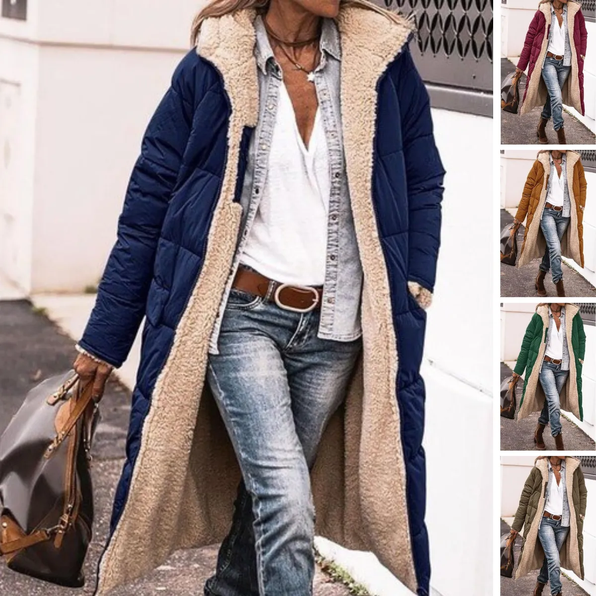 Hazel Fleece & Lässiger Kapuzenmantel – Blau