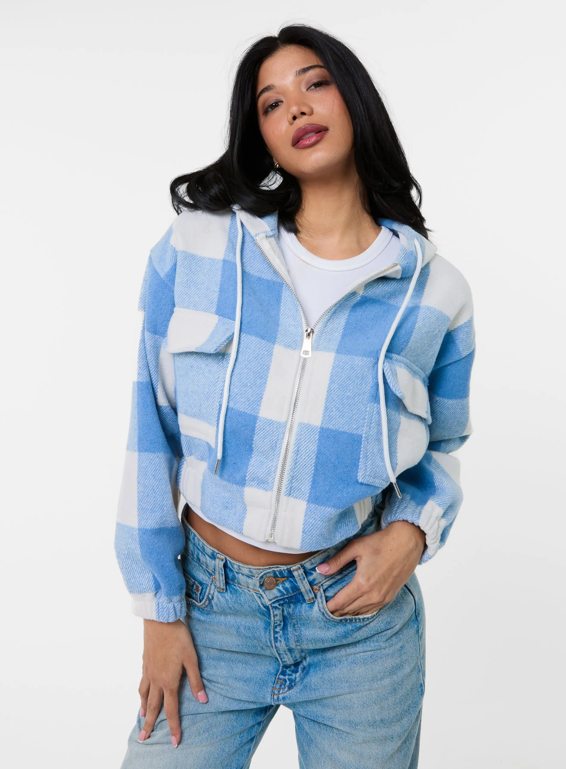 Hooded Drawstring Fleece Jacket