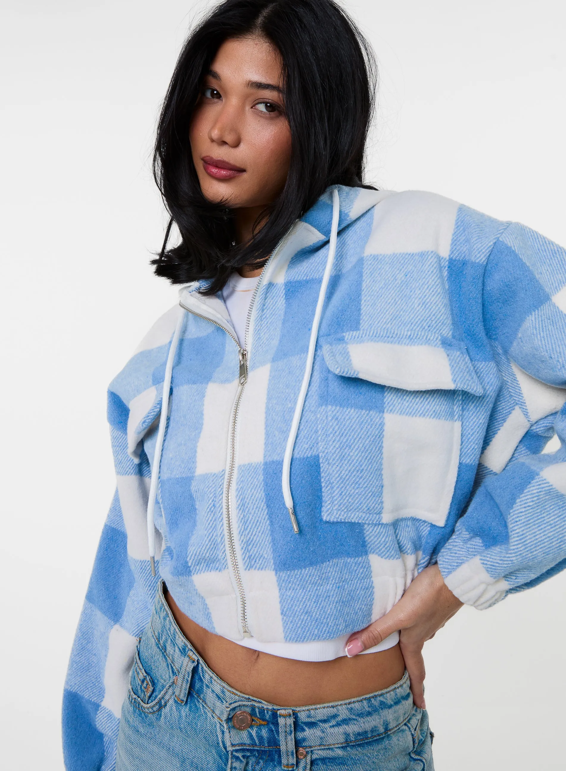 Hooded Drawstring Fleece Jacket