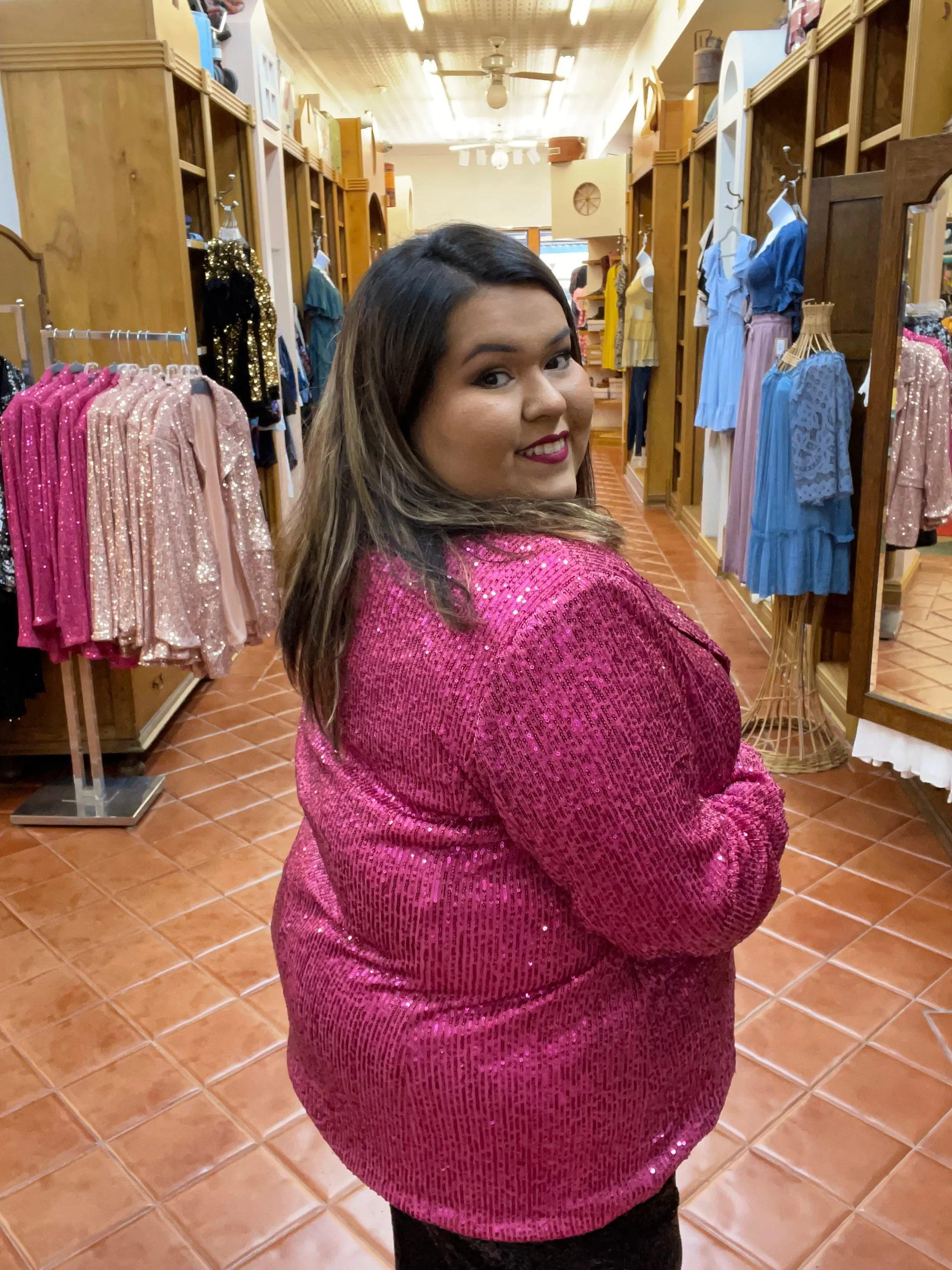 Hot Pink Sequin Blazer