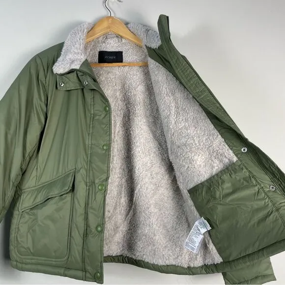 J Crew Sherpa-Lined Puffer Jacket Primaloft Size Small