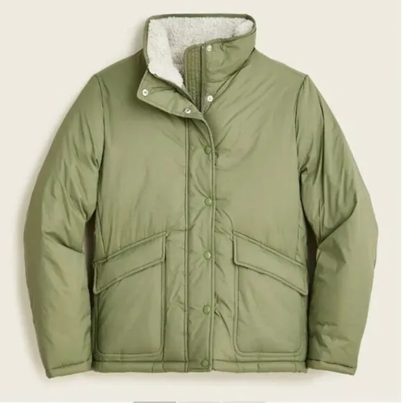 J Crew Sherpa-Lined Puffer Jacket Primaloft Size Small