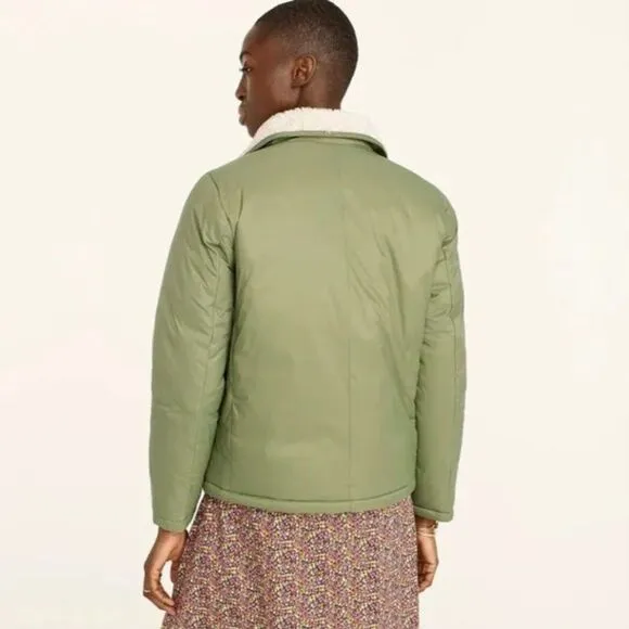 J Crew Sherpa-Lined Puffer Jacket Primaloft Size Small