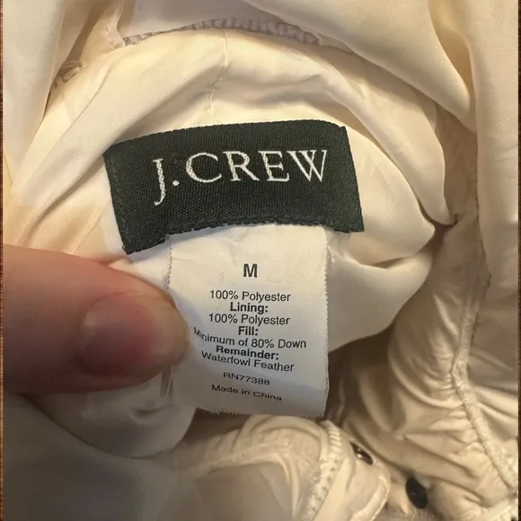 J.Crew White Puffer Vest – Size M – Waist Drawstring, Zip &amp; Button Front