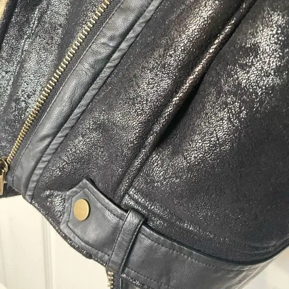 Jealous Tomato Shearling and Vegan Leather Rich Brown Bomber Jacket, Large