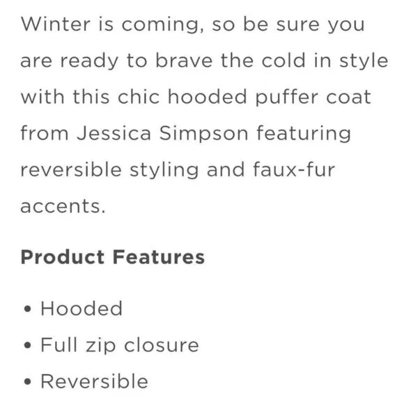 Jessica Simpson Women's Leopard Fur Reversible Puffer