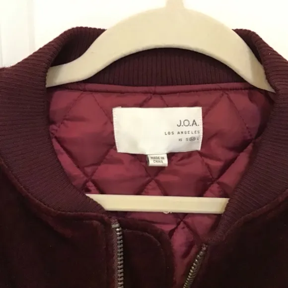 J.O.A. Faux-Fur Bomber Jacket, Maroon/Wine Size M, NWOT