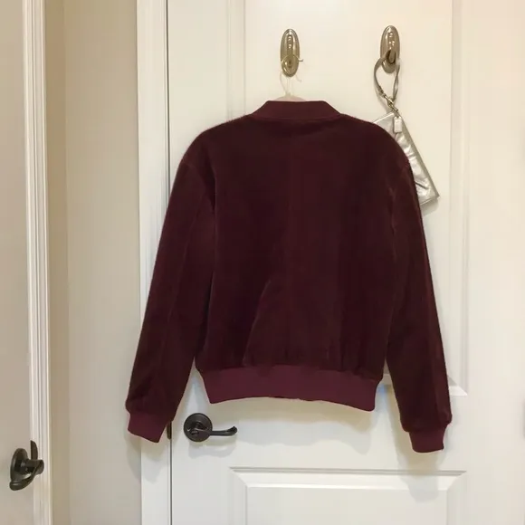 J.O.A. Faux-Fur Bomber Jacket, Maroon/Wine Size M, NWOT