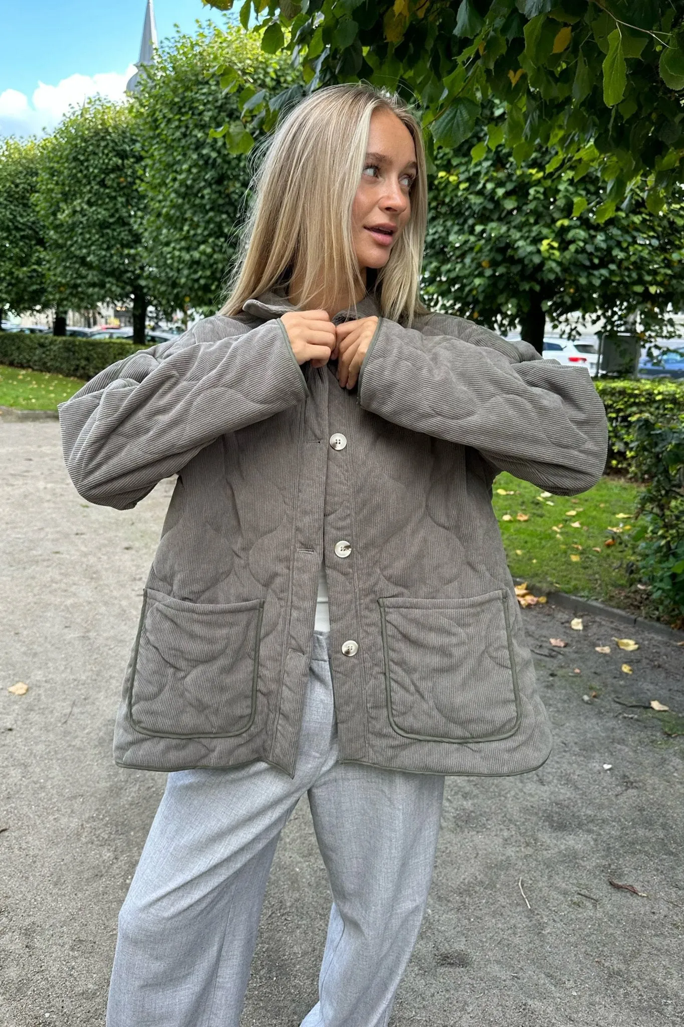 JosieIC Quilted Jakke - Grå