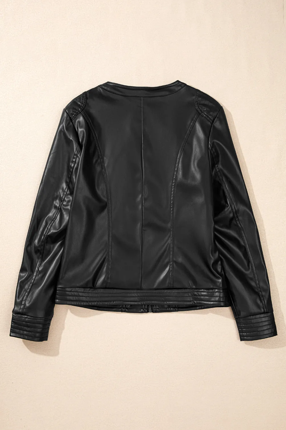KaleaBoutique Solid Faux Leather Zipper Slim Fit Bomber Jacket